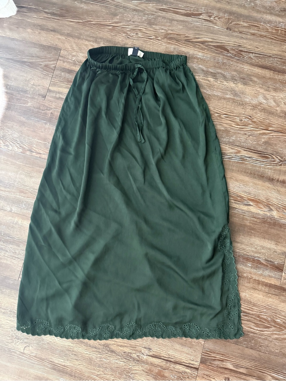 Universal Thread Dark Green Maxi Skirt with Lace Hem